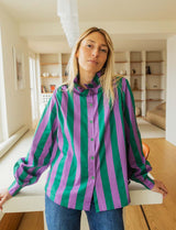 Chemise violette & verte Gustava