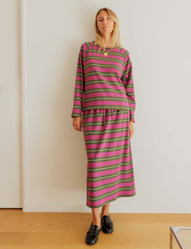 Yago olive & magenta skirt