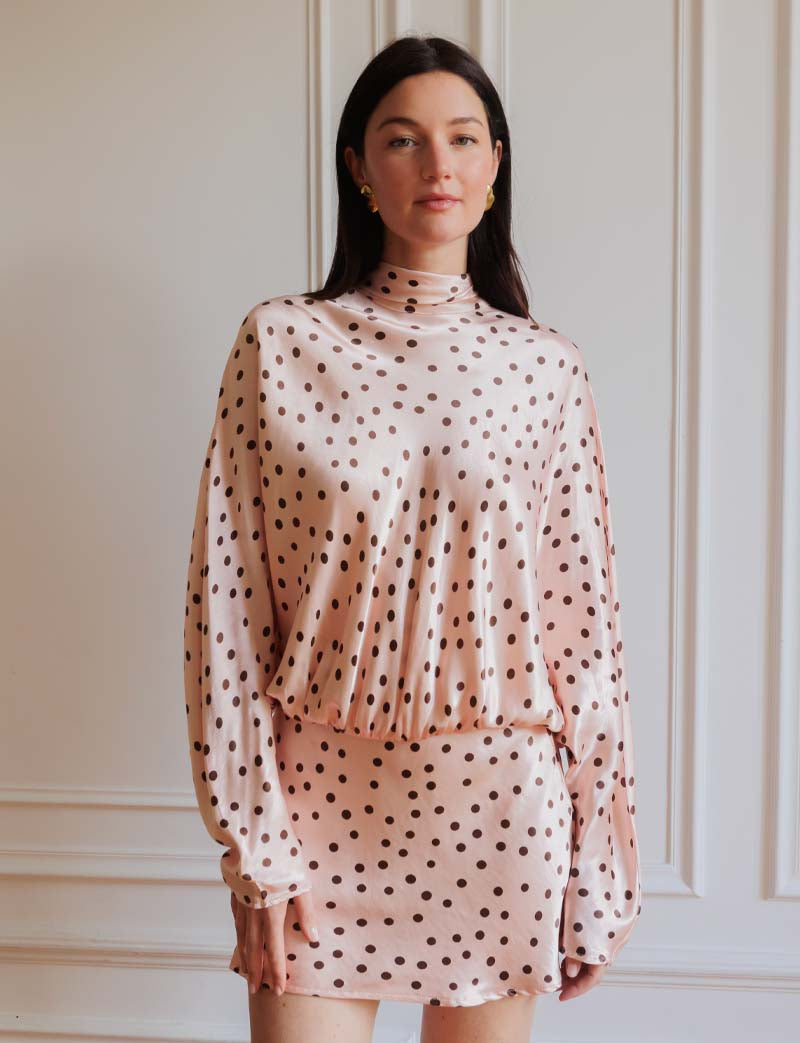 Robe rose à pois choco Gavi