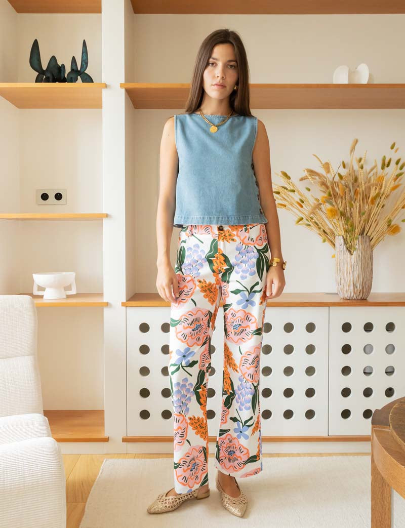 White floral jeans 3 Jony