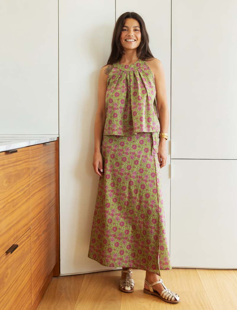 Theo floral green top