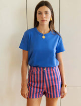 Pink and blue striped Kevy shorts