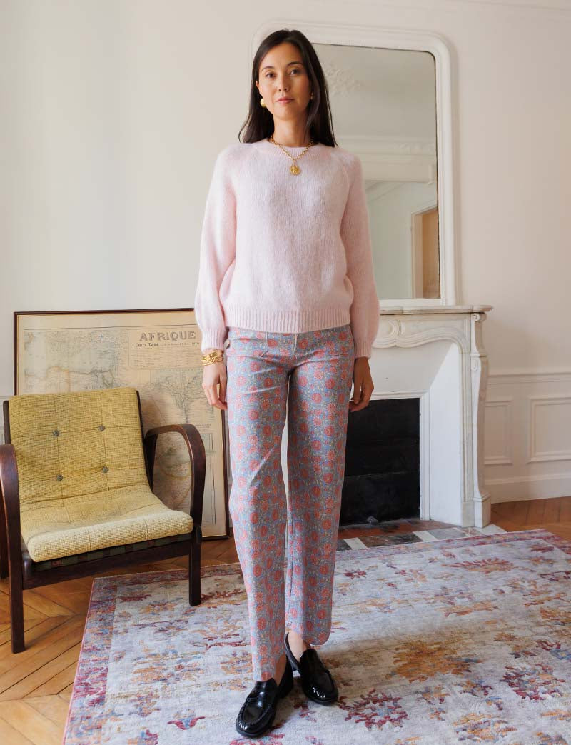 Pantalon bleu fleuri Jordy
