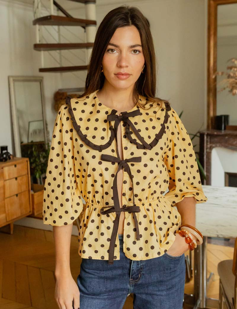 Blouse jaune & marron Dafné