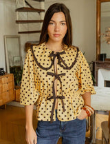 Yellow and brown blouse Dafné