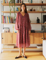 Robe bordeaux & fleurs Maeva