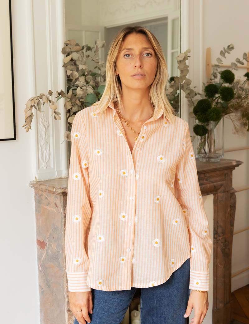 Orange striped shirt & Eloy Daisies