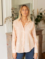 Chemise à rayures oranges & Marguerites Eloy