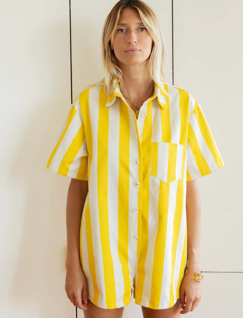 Yellow striped Rowen playsuit