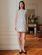 Robe blanche à pois noirs Rini