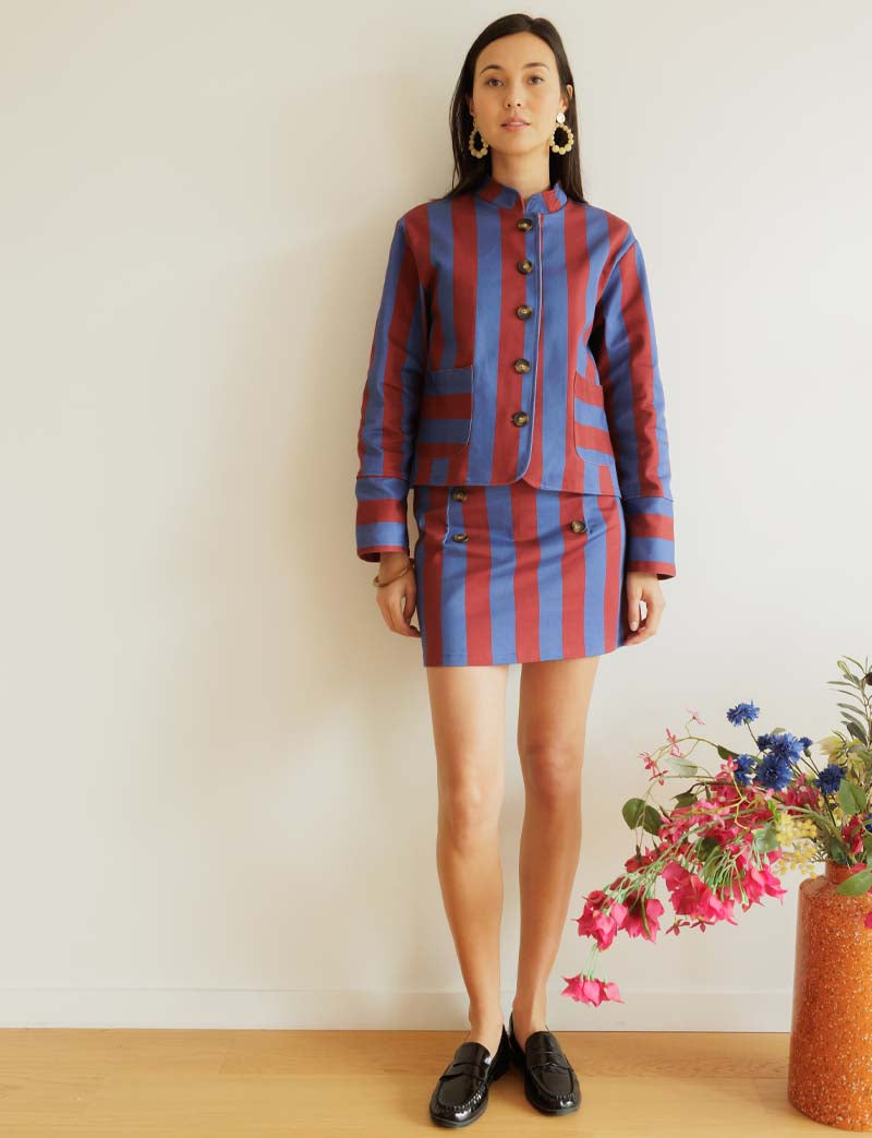 Jupe bordeaux & bleue Yali