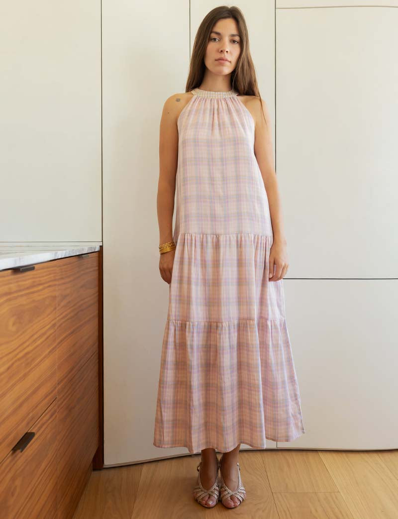 Robe à carreaux rose Pampa