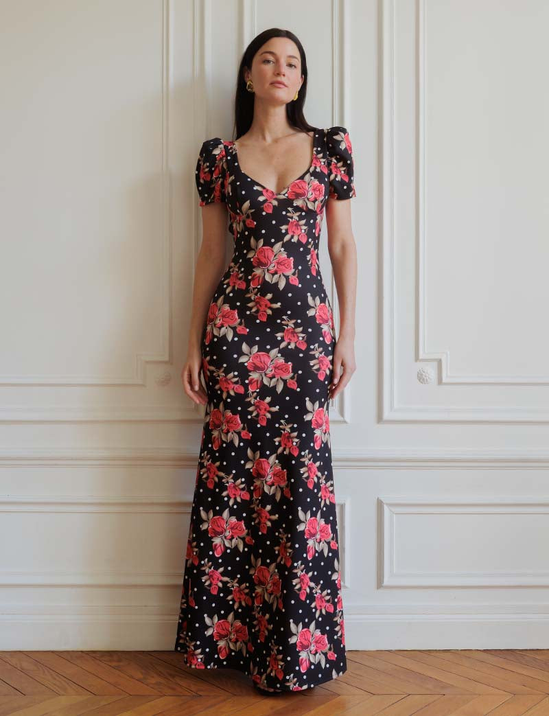 Robe noire fleurie Seville