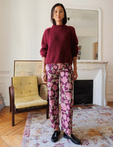 Pantalon prune fleuri Jordy