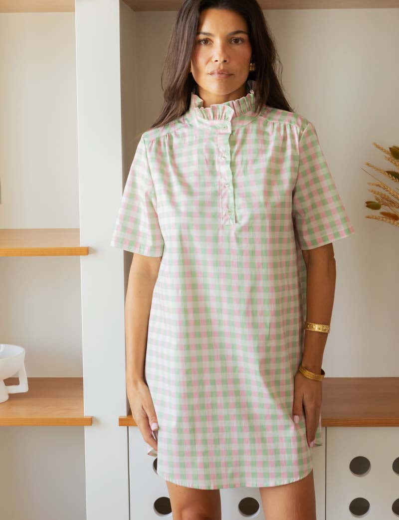 Pink & Green Vichy Robe Yaiza