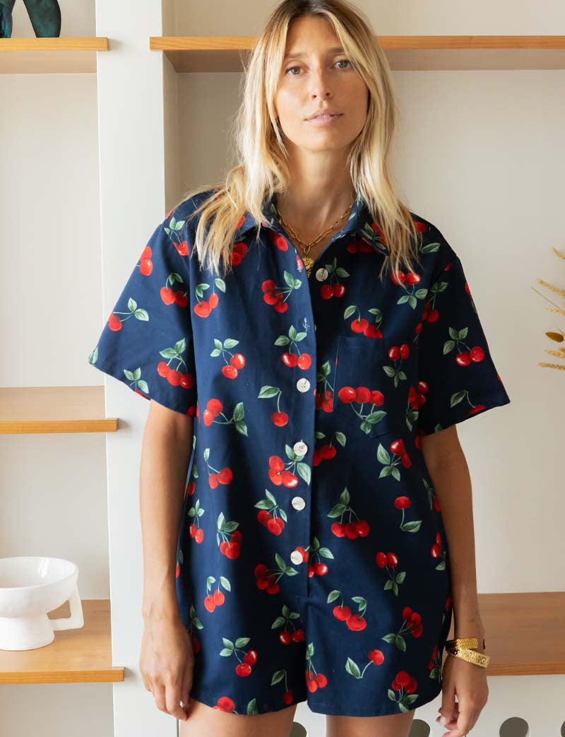 Marine and Cherry Romper Rowen
