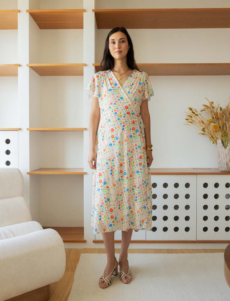 Hasina floral patchwork robe