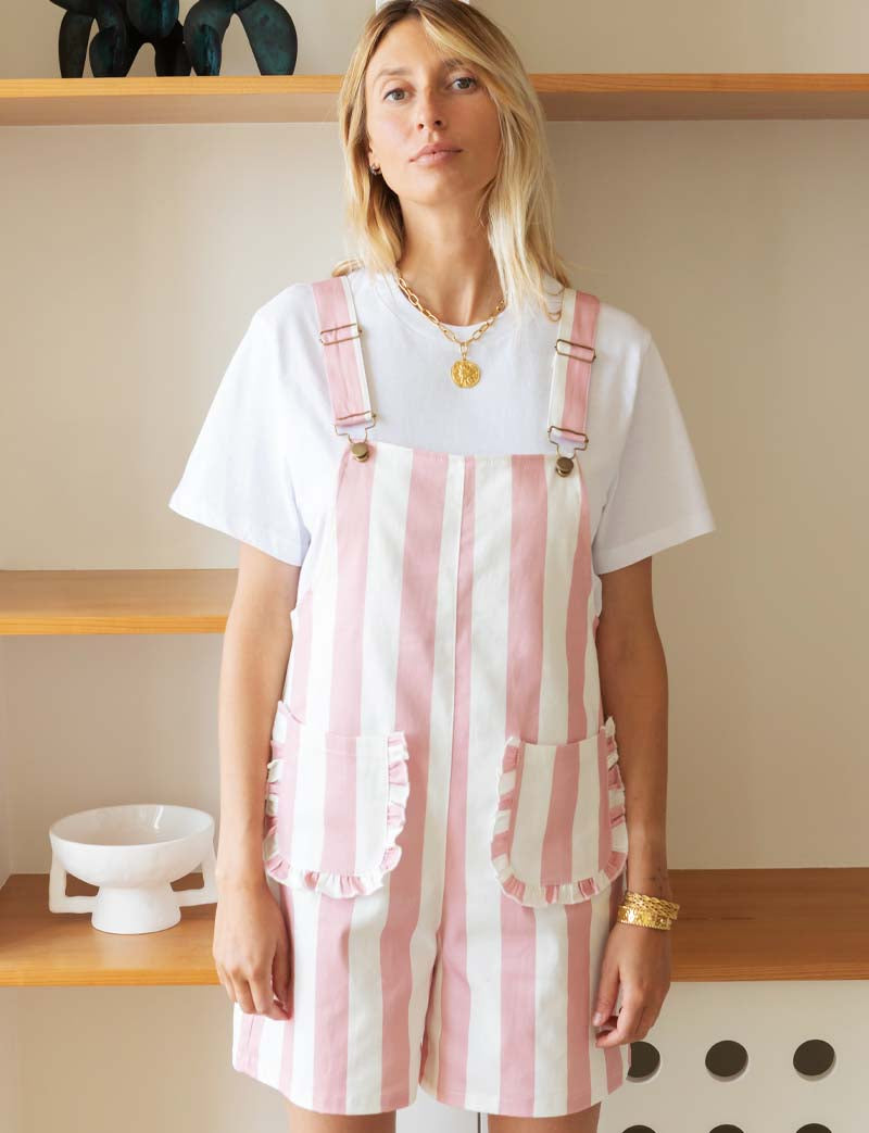 Pink striped overalls Faby