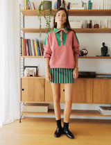 Roda green & navy striped skirt