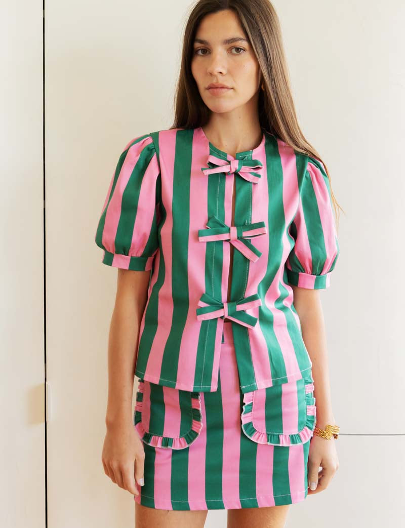 Pink and green striped skirt Rania