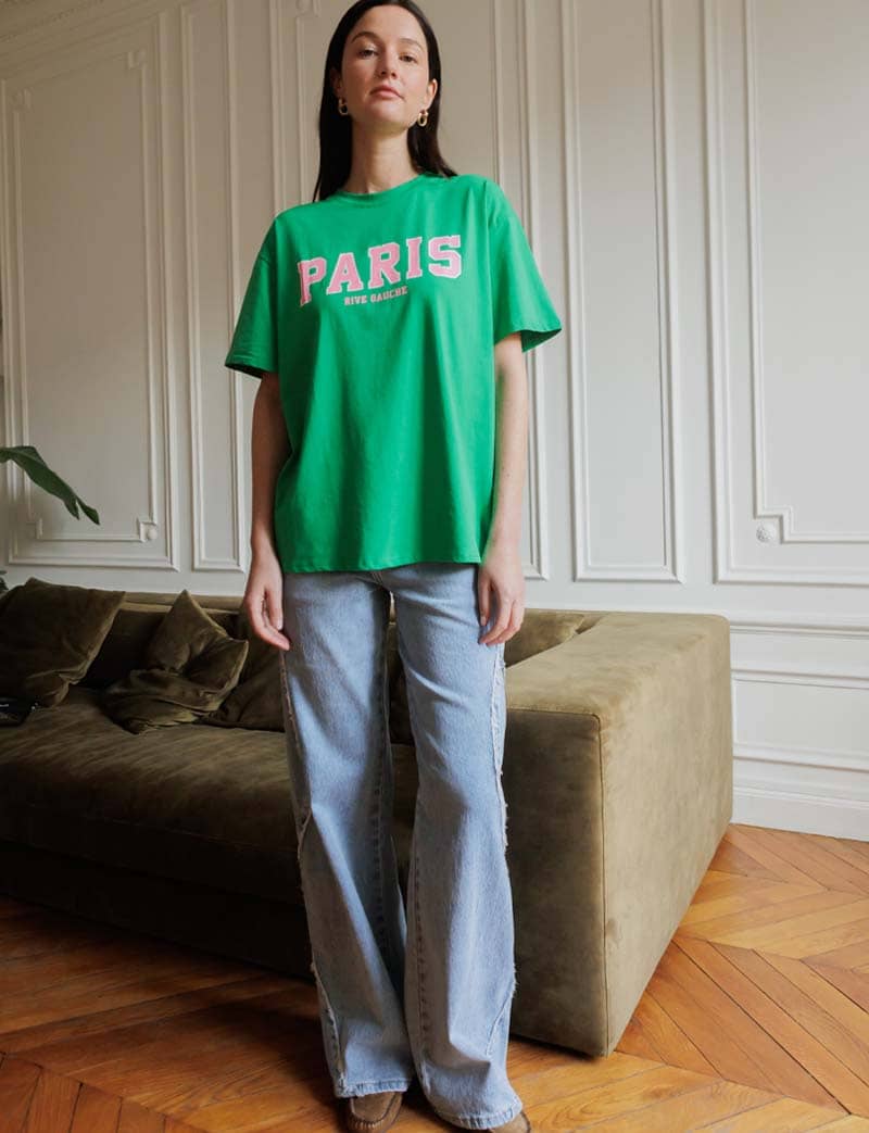 T-shirt vert & rose Paris Rive gauche