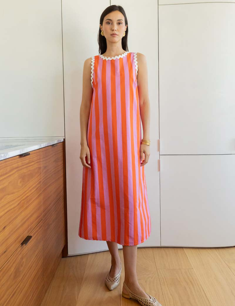 Vestido de rayas rosas y naranjas Juana