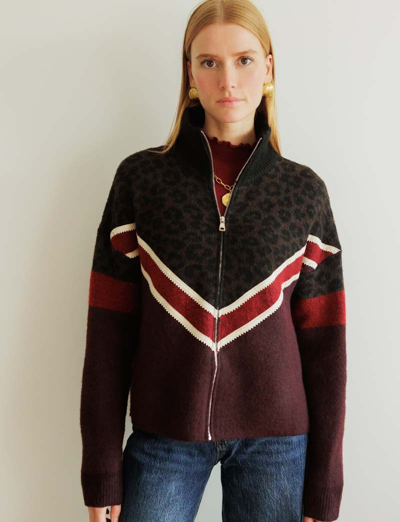 Gilet léopard & bordeaux Wade