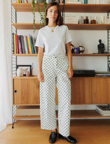 Bary white jeans with black polka dots