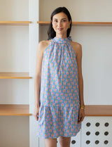 Robe bleue & fleurie Rosia