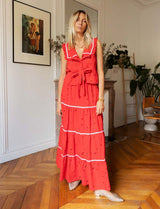 Top en broderie rouge Mosa