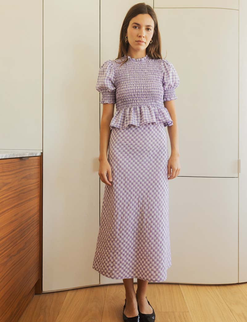Jupe vichy lilas Marilou