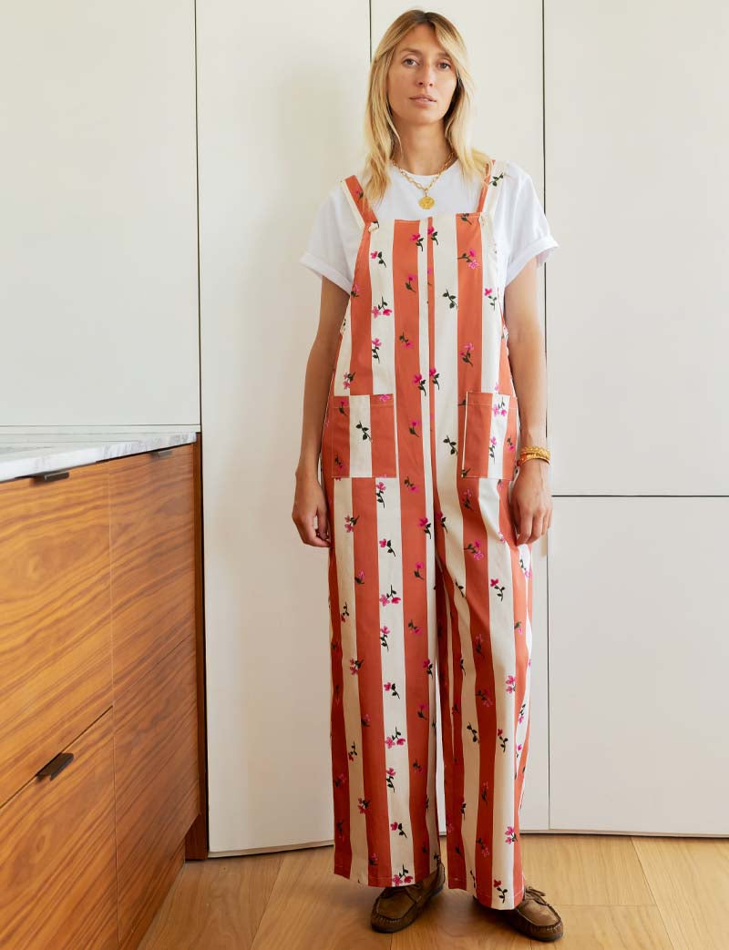 Salopette terracotta & fleurs Alix
