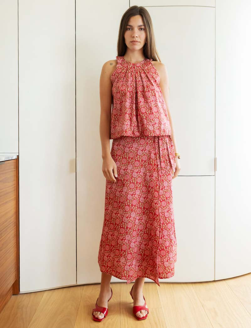 Alberta red floral skirt