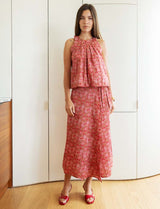 Alberta red floral skirt