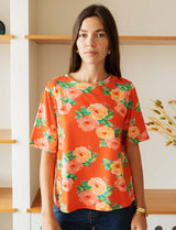 T-shirt rouge fleuri Rafael