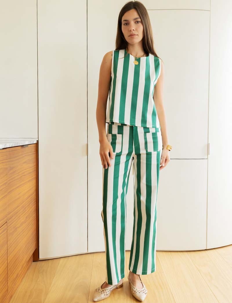 Green striped top Ansa