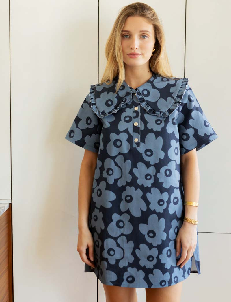 Robe bleue fleurie Kivi