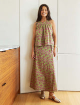 Alberta Green Floral Skirt