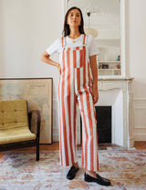 Roey terracotta-striped overalls