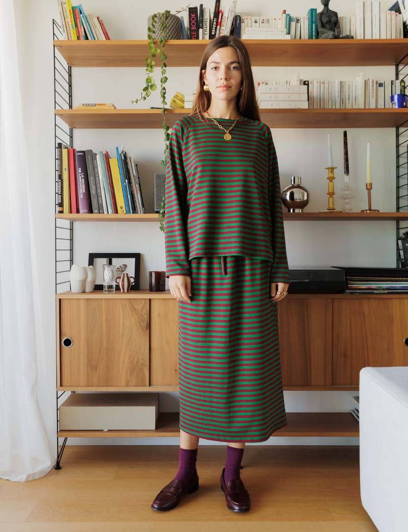 Green & burgundy Yago skirt