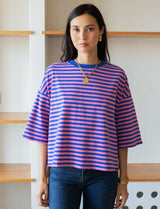 Camiseta de rayas rosa y azul royal Rawan