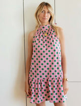 Pink dress with green polka dots Rosia