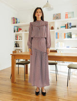 Manuela sky blue and burgundy striped blouse