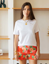 Short rouge fleuri Kevy