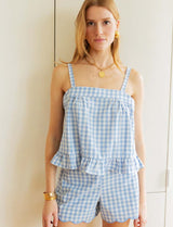 Tibo sky blue Vichy top