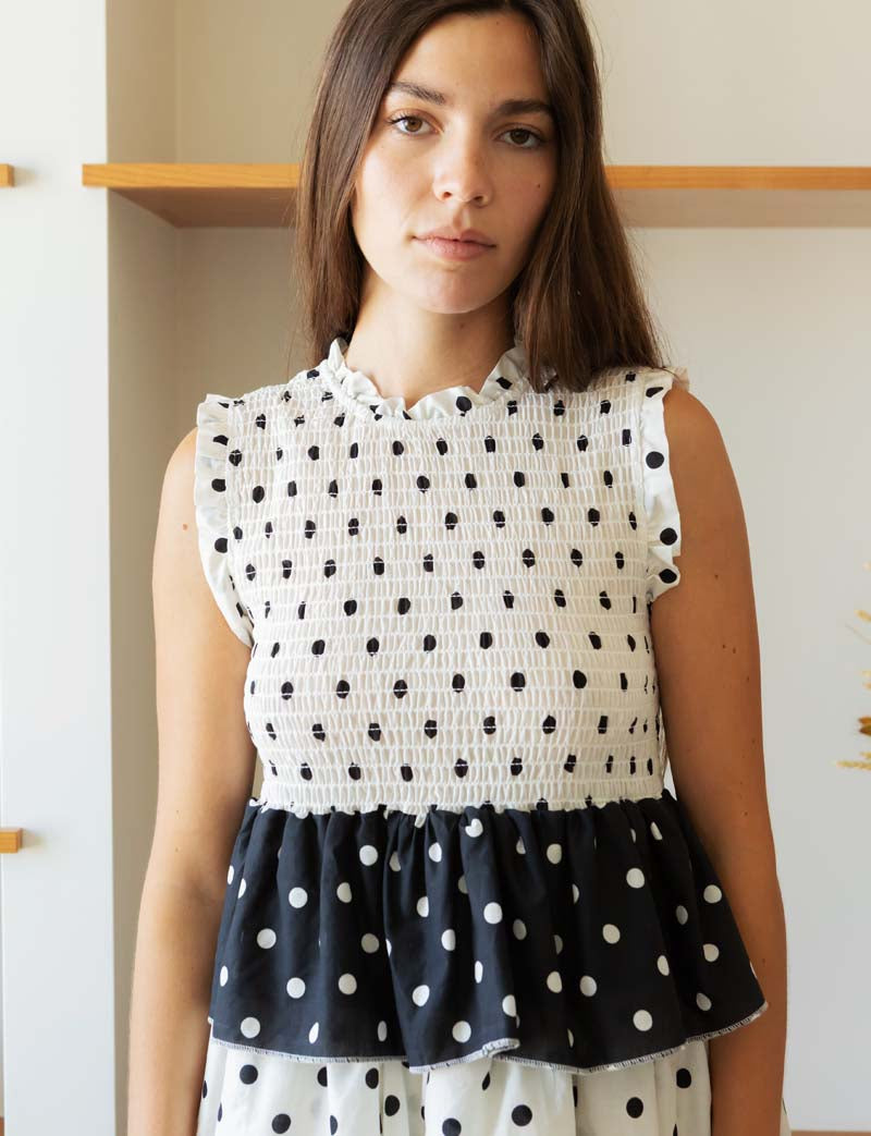 White and black polka dot Martim dress