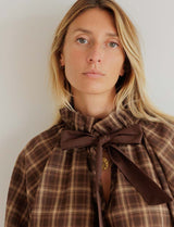 Blouse à carreaux marron Solla