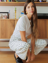 Bary white jeans with black polka dots