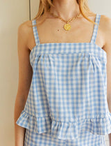 Tibo sky blue Vichy top