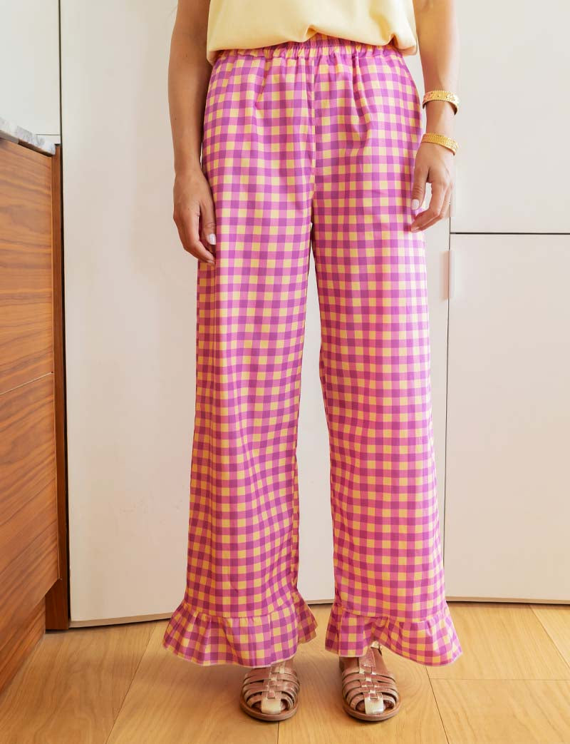 Yellow & Purple Gingham Pants Gasty